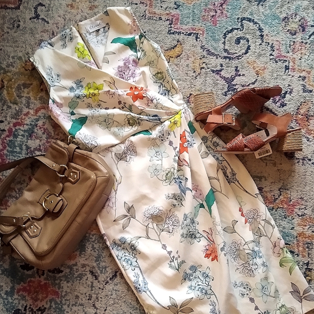 CLOSET London floral faux-wrap midi dress